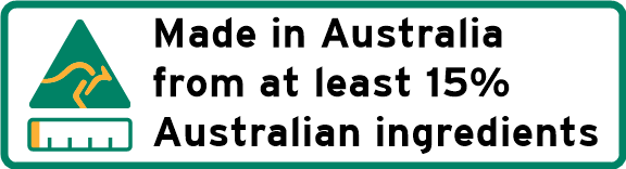 Made in Australia from at least 15% Australian ingredients