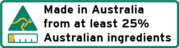 Made in Australia from at least 25% Australian ingredients