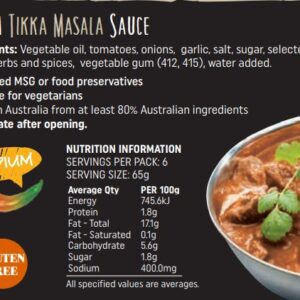 Wombat Valley -Tikka Masala Sauce 2kg